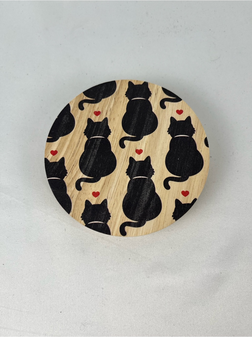 Sand + Fog Sand + Paws 2 Wick 12oz Candle Replacement Wood Lid Black Cat Hearts - Picture 5 of 6